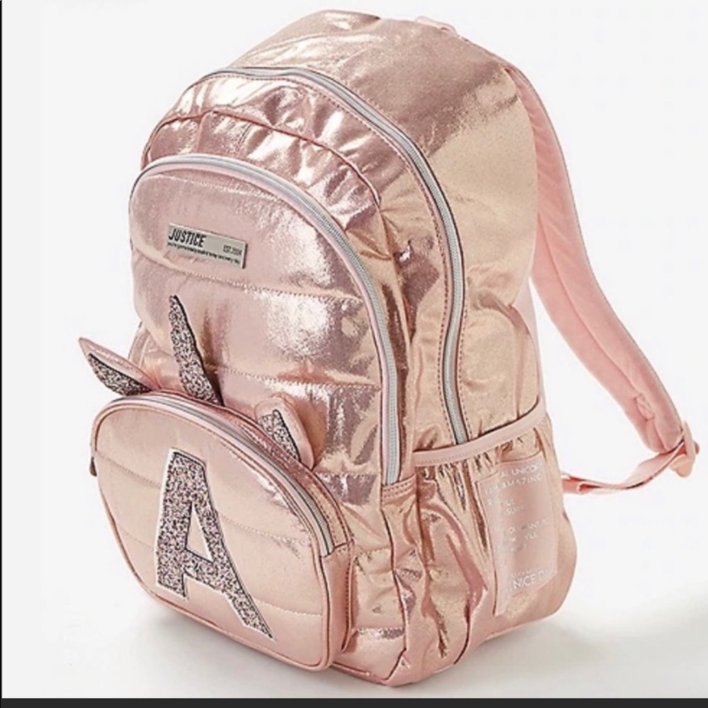 Rose Gold Unicorn Initial Backpack 🦄